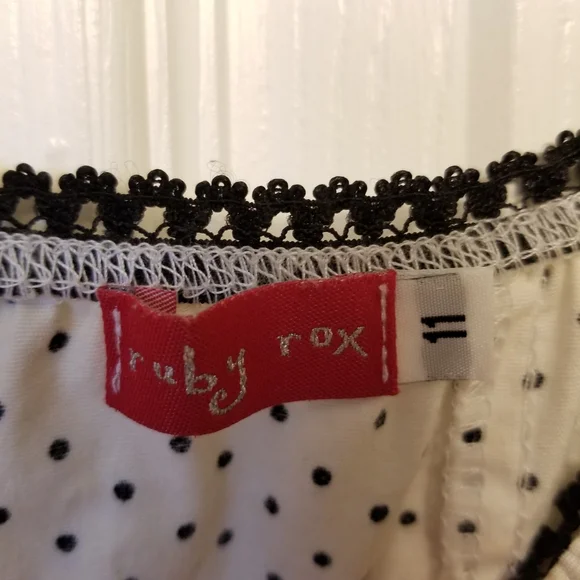 Ruby Rox Ivory Polka Dot Dress with Black Sash - Picture 5 of 7